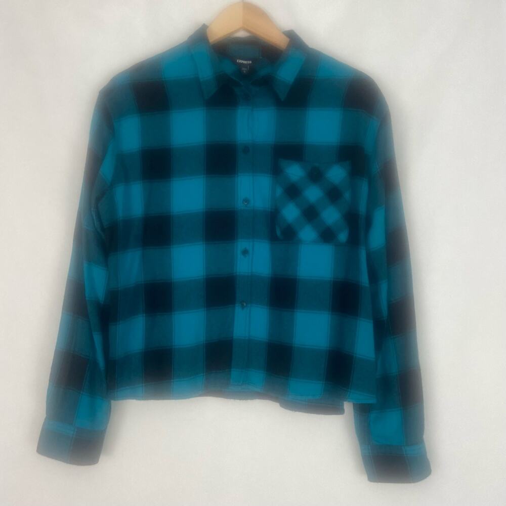 NWT Express Women's Cropped Flannel Top Size Large - Picture 3 of 9